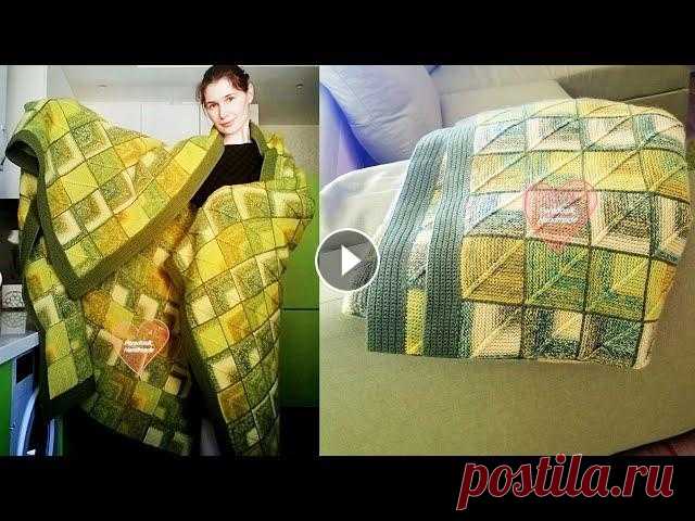 Шикарный плед из квадратных мотивов спицами Подробное описание здесь:...
