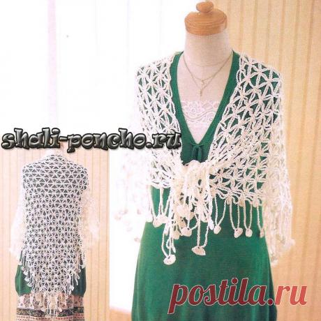 Шаль простым сетчатым узором