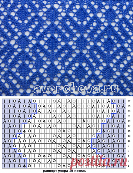 узор 665 « мелкий ажур» | каталог вязаных спицами узоров