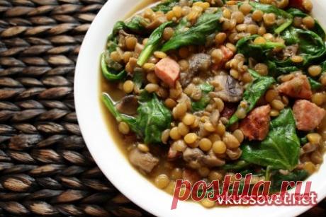 Чечевичный суп с шампиньонами