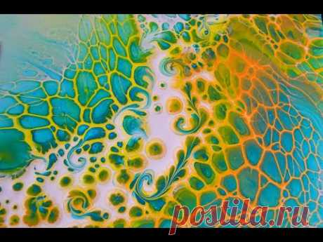 FLUID ART без силикона. Весна в картине акрилом.