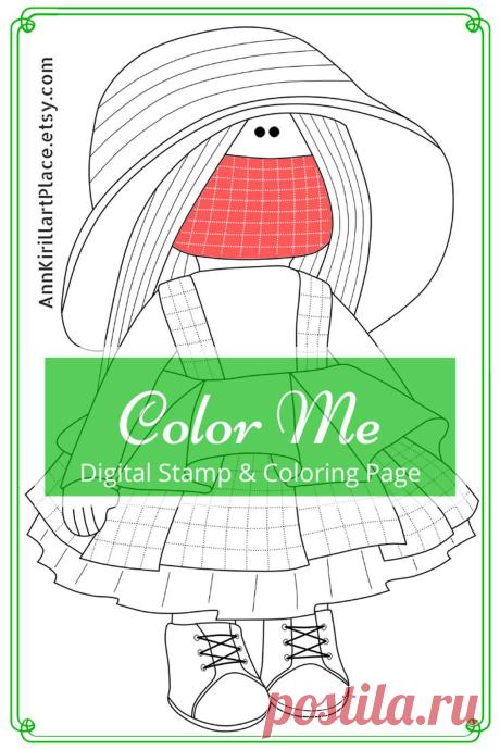 Red Hood Doll Scrapbooking Idea Interior Tilda Doll Colouring | Etsy
