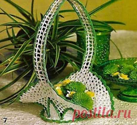 Оригинальная вязаная корзиночка