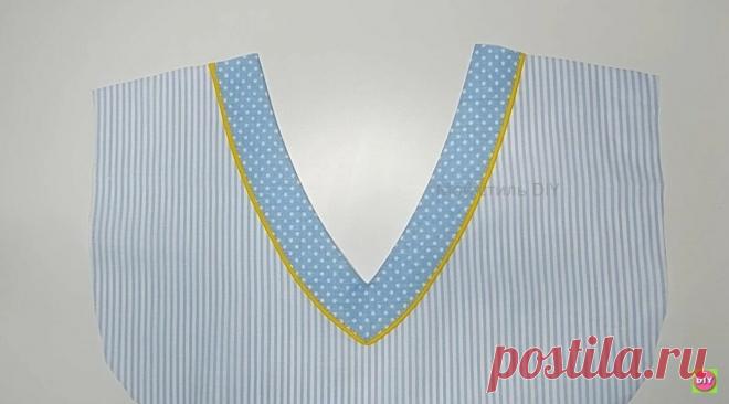Когда не хочется доставать оверлок V-образную горловину шью без обтачки, но с декоративным акцентом. Получается намного лучше | Мой стиль DIY | Яндекс Дзен