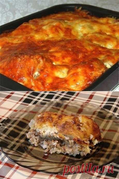 Курица, запеченная с гречкой