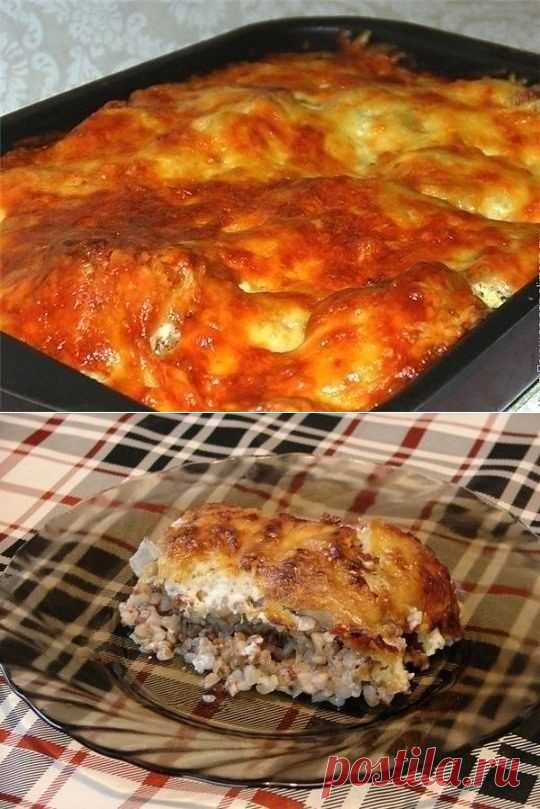 Курица, запеченная с гречкой