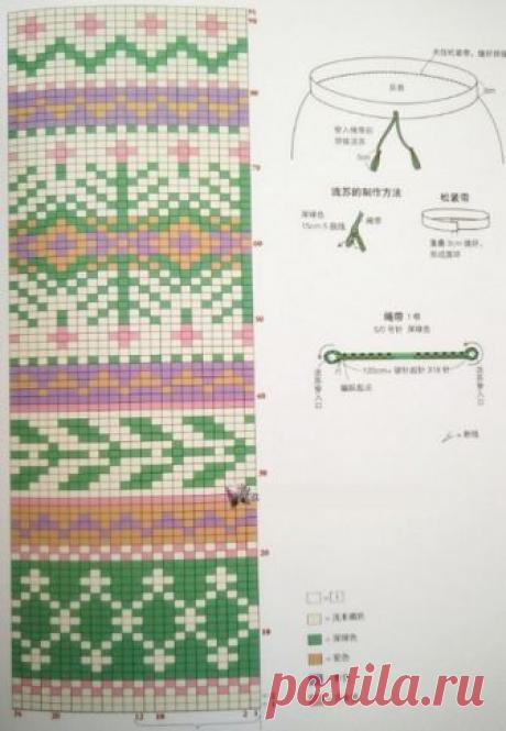 Юбка жаккардовым узором спицами