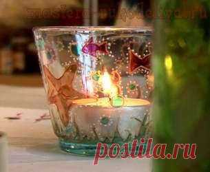 Мастера рукоделия - рукоделие для дома. Бесплатные мастер-классы, фото и видео уроки - Видео мастер-класс по росписи стекла: Подсвечник