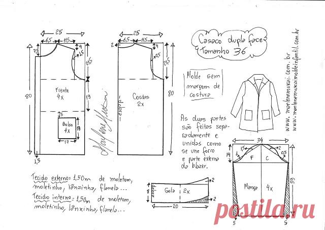 Выкройка женского двухстороннего пальто на евро размеры с 36 по 56 (Шитье и крой) – Журнал Вдохновение Рукодельницы