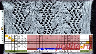 Ажурный узор спицами № 11 - Мастерская 