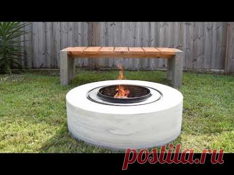 Making A Concrete FIRE PIT  | from a washing machine drum