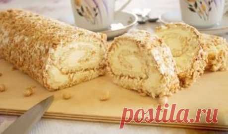 Рулет "Сливочно-ореховый". Очень вкусная, быстрая и простая выпечка Очень часто к домашнему чаепитию пеку бисквитные рулетики с разными начинками —...