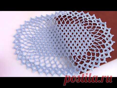 Простая овальная салфетка крючком для начинающих