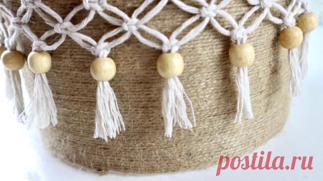 Взяла пластиковое ведёрко, мешковину и немного джута. Покажу, какую красоту из этого добра я смастерила на этот раз | Шебби-Шик | Яндекс Дзен