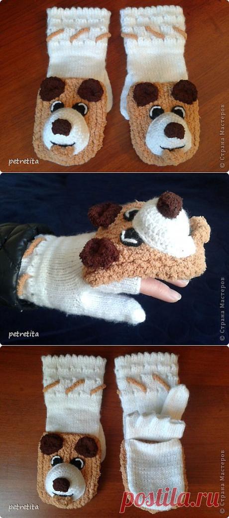 Варежки игрушки "Медвежонок". МК .