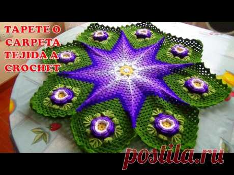 Tapete o Carpeta tejida a crochet o ganchillo paso a paso con Flores de Rosas Hermosas