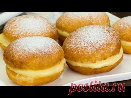 Рай для сладкоежек! Простой рецепт пышных пончиков с молочным, заварным кремом. | Appetitno.TV