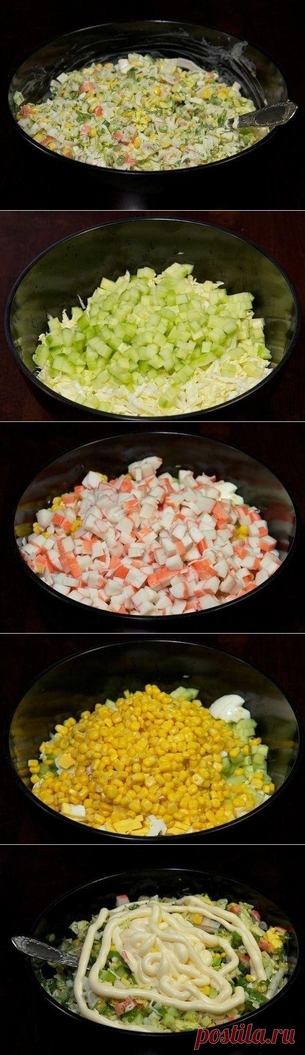 Как приготовить салат из крабовых палочек с пекинской капустой - рецепт, ингридиенты и фотографии