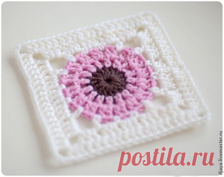 Вяжем квадратный мотив Paeonia - Ярмарка Мастеров - ручная работа, handmade