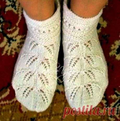Носки ажурными листьями - Modnoe Vyazanie ru.com