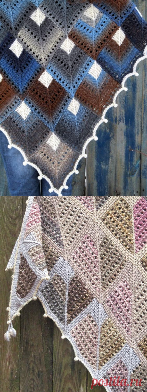 Шаль *Квадраты по диагонали* в технике пэчворк - Klubok - Modnoe Vyazanie.ru.com