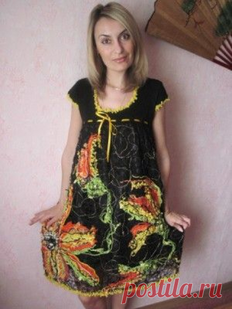 Как сделать платье в технике крейзи-вул. Мастер — класс Ольги Осадчей.