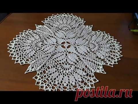 Ажурная, квадратная САЛФЕТКА крючком. 1Часть 1-12 ряд. Квадратная салфетка для начинающих.