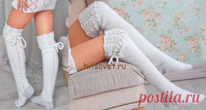 Гольфы выше колена спицами - Хитсовет Гольфы выше колена спицами. Белые модные гольфы выше колена для девушки с бесплатным описанием и схемой вязания. Вам потребуется: 200 грамм белой (№ 210) пряжи Alpina Laura, состоящей из 65% полиэстера, 35% шерсти, длиной нити 150 метров в 100 граммах, для уплотнения пятки 20 грамм светло-серой (№ 12) пряжи Adelia Fibra, состоящей из 100% полиэфир, длиной нити 200 м в 50 граммах, набор чулочных спиц № 3,5.