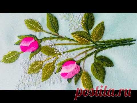 Цветочная вышивка | букет из роз | вышивка гладью