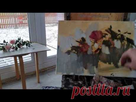 Роза в контражуре. Растворители для масляной живописи.