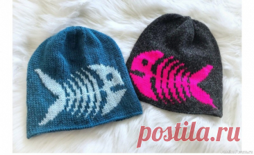 Шапка с узором "Рыба". Схема | Вязание спицами аксессуаров Теплая шапка горчичного цвета с контрастным графическим узором, выполненная из плотной пряжи, идеально сохраняет тепло и подчеркивает стильный образ.