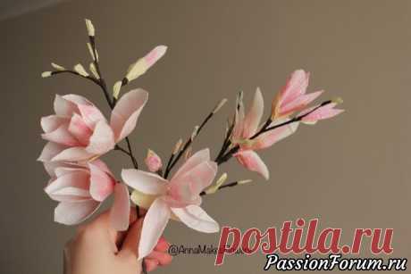 Магнолия из гофрированной бумаги, МК - запись пользователя Anna Makes Flowers (Анна) в сообществе Прочие виды рукоделия в категории Флористика, топиарии