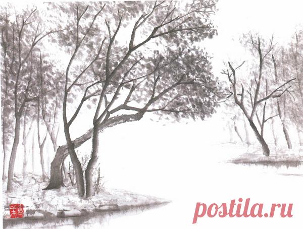 Картина в стиле сансуй не просто изображает какие-то явления природы или передает личные впечатления автора — она реконструирует Вселенную через образы гор и вод.