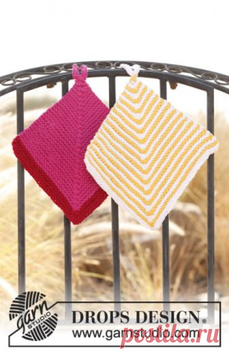 DROPS Extra 0-829 - Free knitting patterns by DROPS Design Knitted DROPS pot holders with domino pattern in “Ice”.