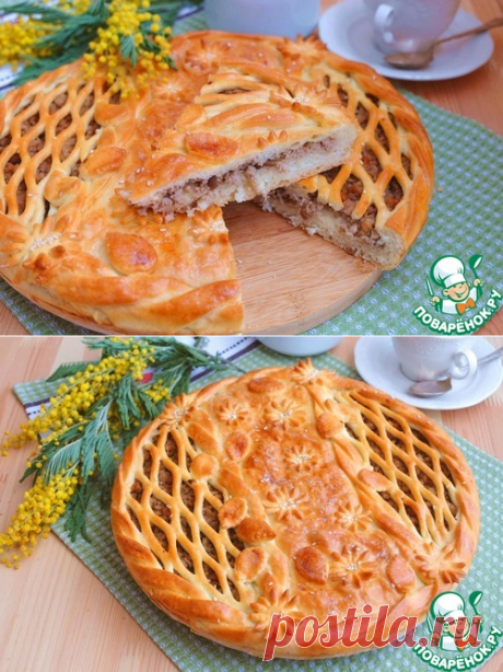 Пирог с мясным фаршем и опятами - кулинарный рецепт