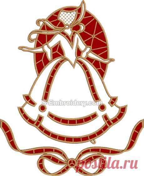 Machine embroidery cutwork - 10459 Victorian girl cutwork lace embroidery