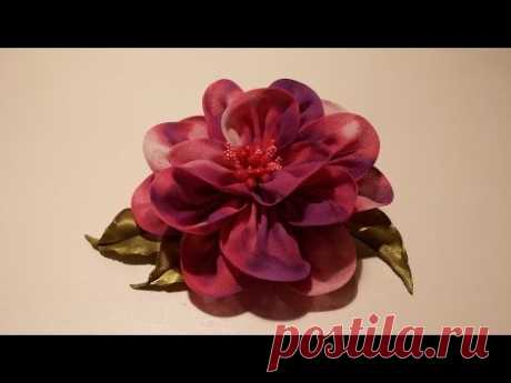 How to make fabric flowers:Flower made of chiffon/Цветы из ткани:цветок из шифона - YouTube