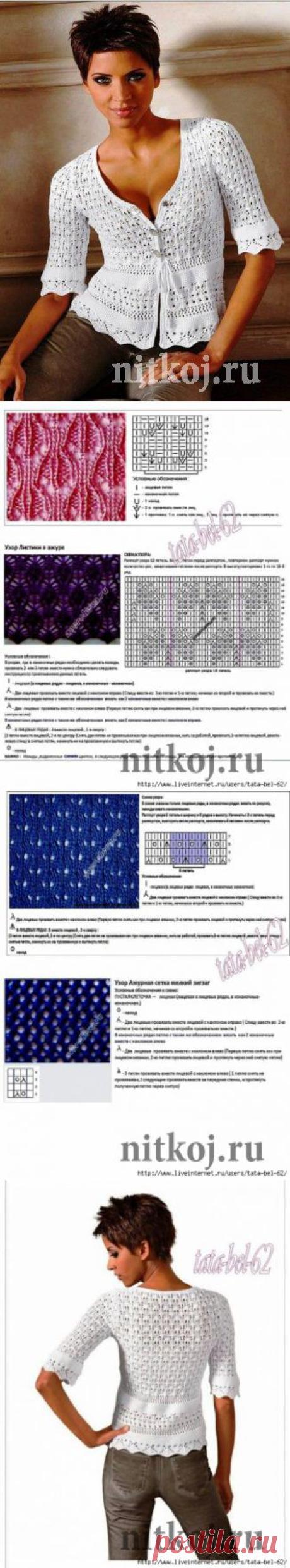 Приталенный ажурный жакет спицами » Ниткой - вязаные вещи для вашего дома, вязание крючком, вязание спицами, схемы вязания