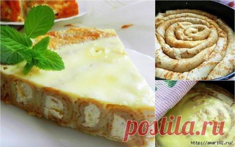 Блинный пирог с заливкой.