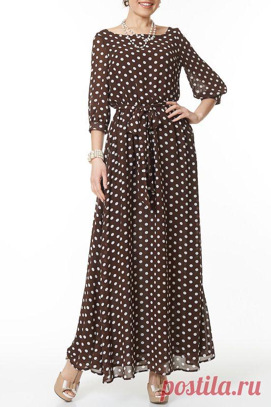 Купить Платье с поясом Argent ALDS5025 КОРИЧНЕВЫЙ, БЕЛЫЙ со скидкой в интернет-магазине kupivip.ru - распродажа