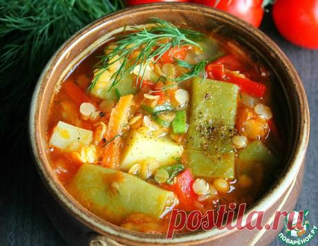 Чечевичный суп с плоской стручковой фасолью – кулинарный рецепт