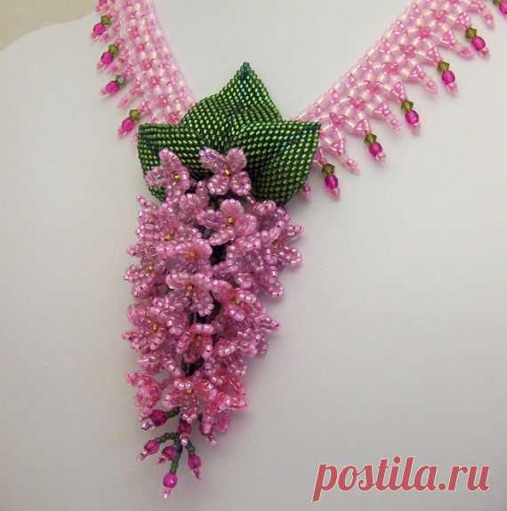 (330) Persian Lilac Necklace | Seed beads - Flowers & Leaves | Сирень, Ожерелья и Вышивка Бисером