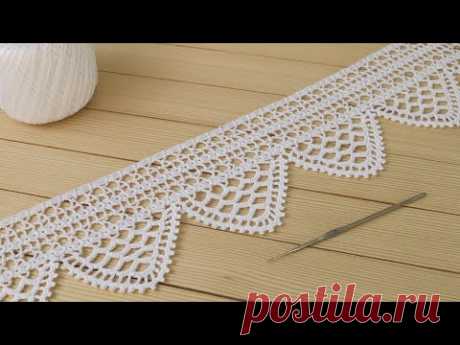 Нежная ажурная КАЙМА вязание крючком ЛЕНТОЧНОГО КРУЖЕВА мастер-класс Crochet lace ribbon