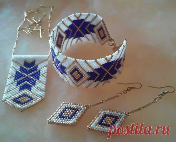 Peyote necklace-bracelet-earring beaded by ANASIS on Etsy | borlas tania
