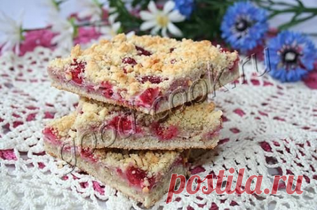 рассыпчатый пирог с малиной