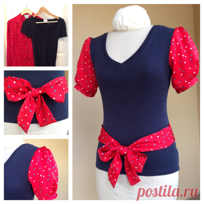 Перекраивать: Upcycled футболку с Poufy рукавами и Sash - trevorlovesmommy