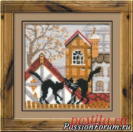 Город и кошки. Схемы вышивки. Осень - запись пользователя veda (Елена Бельская) в сообществе Вышивка в категории Схемы вышивки крестом, вышивка крестиком Тут Наталья (Наталья) выставила свои вышивки "кошачьи времена года, мне они очень понравились и я решила их найти, у Натальи нет сканера. Ну решила и нашла, ну и с Вами делюсь ОСЕНЬРиолис 613 "Город и кошки