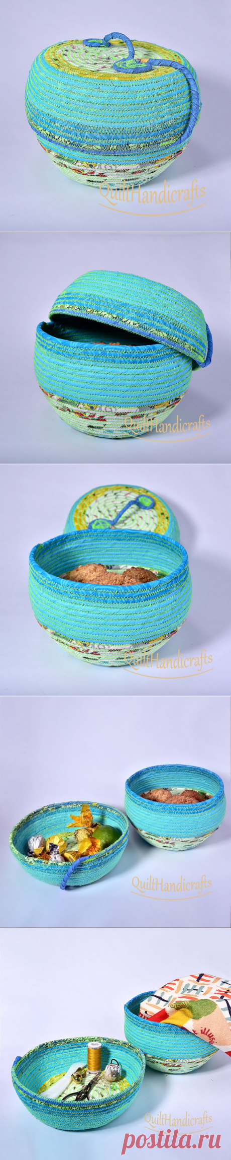 Basket Crafts Rope basket Coiled rope basket by QuiltHandicrafts