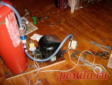 Компрессор для аэрографа из огнетушителя и холодильника