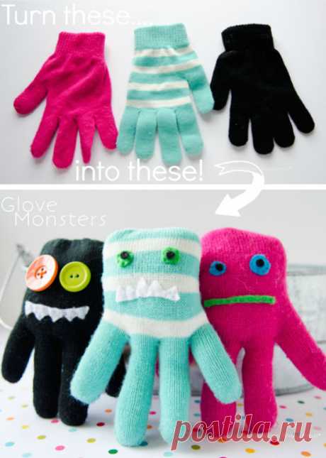 Делаем игрушечных «осьминожек» из перчаток
